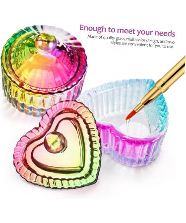 FOMIYES 10 Pcs colorful crystal cup stained containers shot glass with lid acrylic nails Rainbow Glass Crystal Acrylic glass bowls with lids glassware dappen dish with lid - Buy Online on GoSupps.com