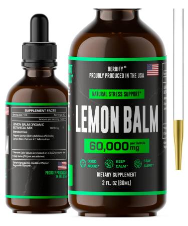 Lemon Balm - Lemon Balm Tincture - Melissa Officinalis Leaf Liquid Extract - Lemon Balm Extract for Stress Relief Brain Support Mood Boost - Lemon Balm Drops for Immune & Cognitive Support - 2 Fl oz