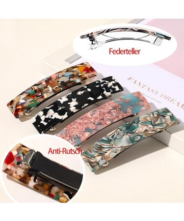 Rectangular Acetate Hair Clips - French Style Hair Accessories for Thin & Thick Hair (Set of 4) - Shop Internationally - Buy Online on GoSupps.com