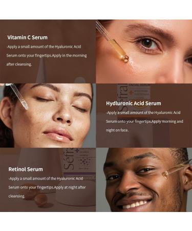 3-Pack Vitamin C Retinol & Hyaluronic Acid Facial Serums - Anti-Aging Hydrating & Firming | Boost Skin Collagen - Buy Online on GoSupps.com