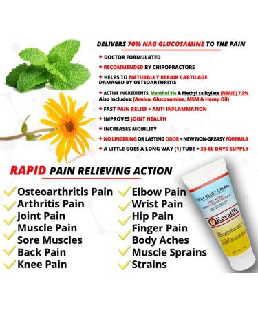Revalife Glucosamine Cream - Fast Relief for Arthritis, Joint Pain, Inflammation, Osteoarthritis, Cramps, Muscle Ache, Back & Knee Pain | 4 Oz - Buy Online on GoSupps.com