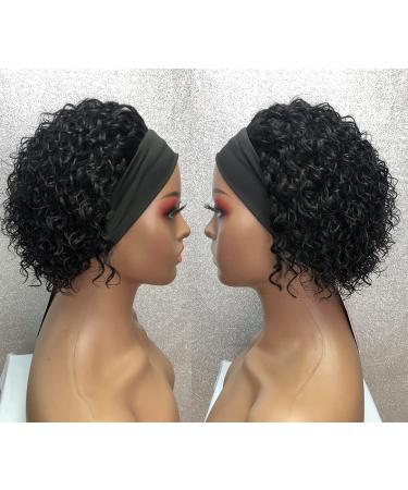 SWEETGIRL Short Curly Headband Wig for Black Women - Human Hair Pixie Cut 150% Density Natural Black 6 Inch - Glueless Water Wave Half Wig - Buy Online on GoSupps.com