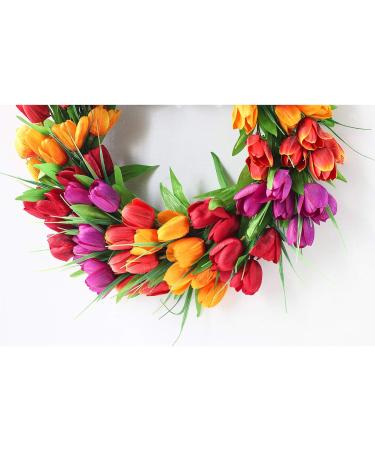 20-Inch Tulip Wreath | Handmade Artificial Floral Garland for Spring & Weddings | Front Door & Home Decor - ZY934541P16F8 - Buy Online on GoSupps.com