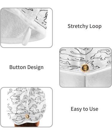 Cute Cat Dry Hair Cap Set | 2-Piece Quick Drying Towel & Button Headband | Super Absorbent & Soft Comfort - Buy Online on GoSupps.com