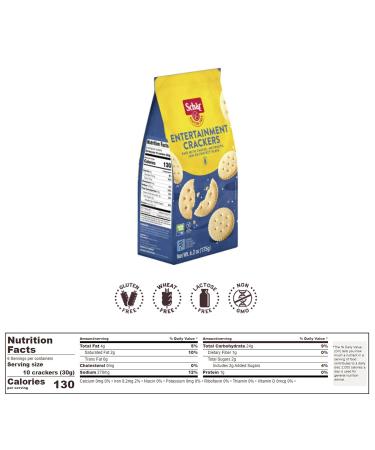 Schar Entertainment Crackers - Gluten Free, GMO-Free, Lactose-Free, Wheat-Free - 6.2 oz (6 Pack) - Buy Online on GoSupps.com