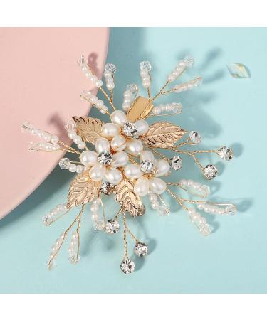 Wedding Hair Comb Pearl Flower Bridal Headpiece for Wedding Prom Daily Dressing Gold Hair Accessories Mother's Day Anniversary Valentine's Day Gift for Mother Wife Daughter - Buy Online on GoSupps.com