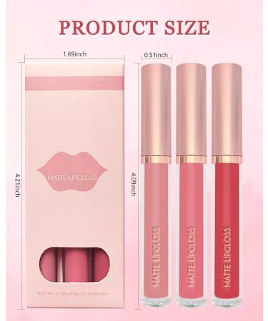 Lestpola Liquid lipstick set 3 pieces nude pink ruby red highly pigmented 24 hours waterproof nonstick coating lip gloss lips makeup set for women Set D3 pieces - Buy Online on GoSupps.com