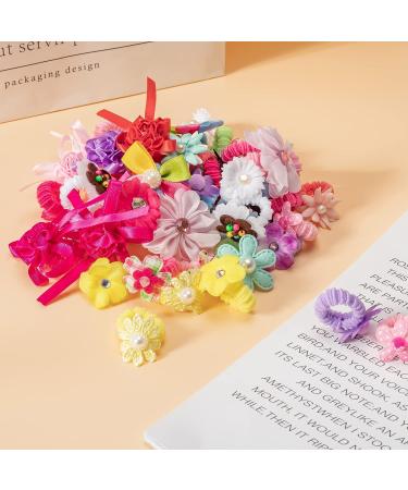 50 PCS Cute Flower Baby Hair Ties for Girls | Soft Seamless Cotton Elastic Hair Ties for Toddlers and Infants - Buy Online on GoSupps.com