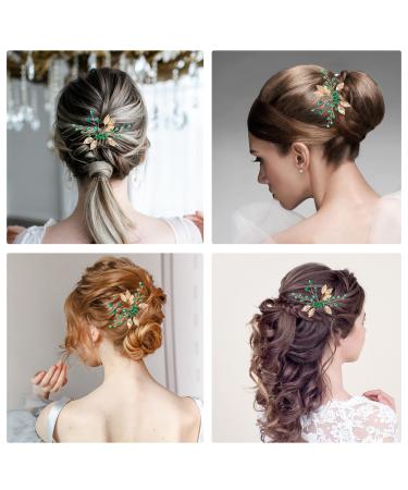 Vintage Gold Hair Combs for Bridal Wedding | Emerald Green Crystal Hair Pieces - Buy Online on GoSupps.com