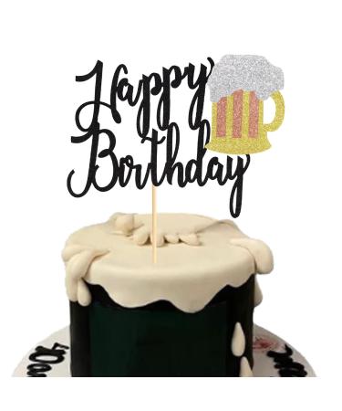 Arthsdite 1Pc Beer Mug Happy Birthday Cake Topper Cheers Beers Cake Decoration for Celebrating Glorymoment Beer Theme Birthday Theme Party Supplies Beer Mug Cake Topper