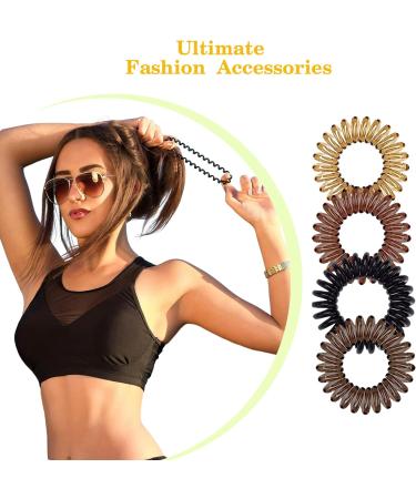 Spiral Hair Ties - 12 Super Comfy Coil Ties for Thick Hair - Phone Cord Hair Ties - No Crease Headband - Ponytail Coils in MultiColors - Buy Online on GoSupps.com