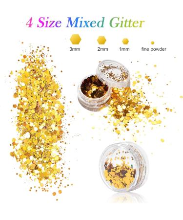 AOOWU Chunky Glitter 12 Colors 3D Nail Art Sequins - Festival & Holographic Cosmetic Glitter for Nail, Face, Body & DIY Art - Buy Online on GoSupps.com