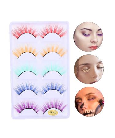 BESTOYARD 5 Pairs Colored Fake Eyelashes - Pink Party & Cosplay Lashes for Halloween | Fluffy Fiber False Lashes - Buy Online on GoSupps.com