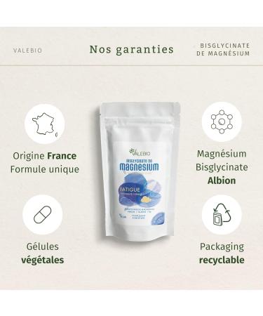 Magnesium Bisglycinate | Fights Fatigue Irritability & Stress | Vitamin B6 | Contributes to Normal Muscle Function | 90 Vegan Capsules 1 Month | Valebio - Buy Online on GoSupps.com