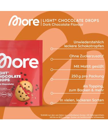 More Light Chocolate Drops - Daring Bitter 3x250g | Low Sugar Chocolate Sprinkles for Baking & Snacking - Buy Online on GoSupps.com
