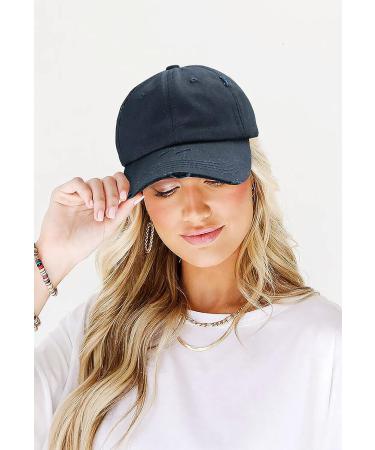 Eohak Women's Ponytail Baseball Hat | Distressed Retro Washed Twill | Black Medium - Buy Online on GoSupps.com