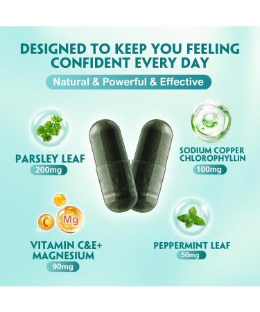 NATUREBULK Natural Freshness Complex - 120 Capsules with Chlorophyll, Parsley & Peppermint - Enhanced with Vitamin C, E & Magnesium - 2 Month Supply - Buy Online on GoSupps.com
