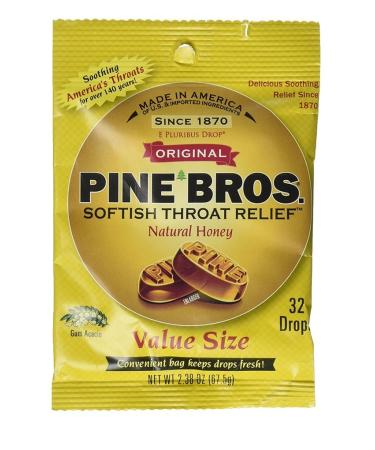 Pine Bros Softish Throat Drops Natural Honey 30 Drops Per Bag (5 Bags)
