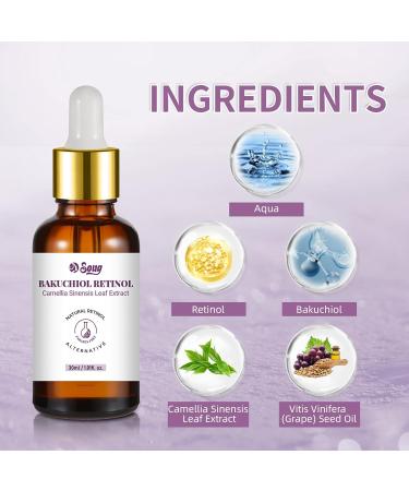 Bakuchiol Retinol Serum 2 PCS Retinol Rejuvenation Serum for Anti Aging & Reduce Wrinkles Fine Lines & Sagging Moisturising Skin 2.02 fl.oz - Buy Online on GoSupps.com