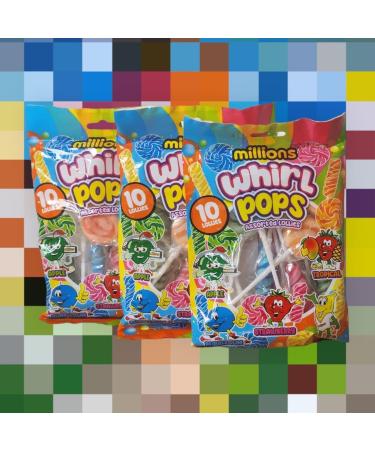 Millions Mini Whirl Pops Assorted Flavors 3 Bag Bundle 100g Each with 10 Lollipops Per Bag - Buy Online on GoSupps.com