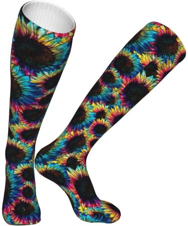 Batik Sunflower Compression Socks for Men & Women - 15-20 mmHg Circulation Boost for Running & Cycling - Buy Online on GoSupps.com