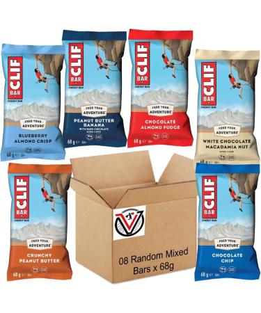 Clif Bar Energy Bar Peanut Butter Banana Chocolate Chip Blueberry Almond Crisp Almond Fudge White Macadamia Nut Crunchy Peanut Butter 68g | Random Mixed Flavour Bars (08 Bars All Mixed Flavours) All Mixed Flavours 08 Bars - Buy Online on GoSupps.com