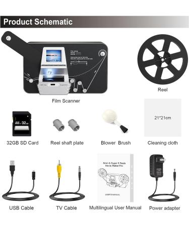 8mm & Super 8 Reels to Digital Film Scanner Converter - 1080P MP4 Files - 32GB SD Card - Buy Online on GoSupps.com