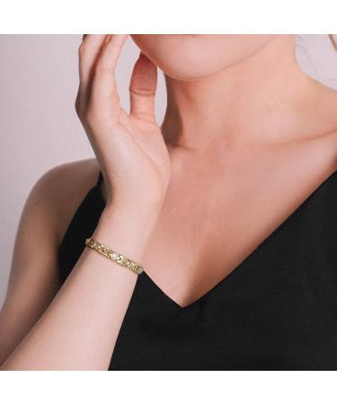 Rainso Women's Titanium Steel Health Bracelet - Golf Magnetic Therapy with Rhinestone & Smart 3 Buckle System in Gold - International Shipping Available - Buy Online on GoSupps.com