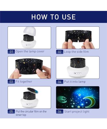 Kids Star Projector Night Light | Biaoyu | 4 Themes 8 Lighting Modes | 360 Degree Rotating | Nursery Room Decor Gift for Boys and Girls - White - Buy Online on GoSupps.com
