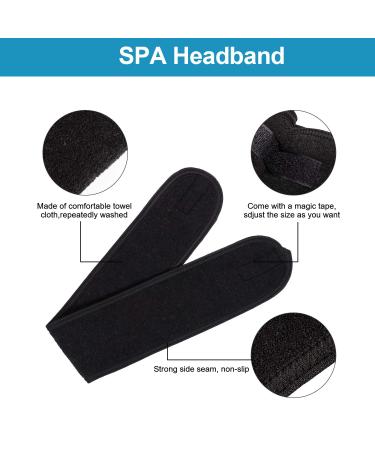 Whaline Spa Facial Headband Set - 3 Pack Terry Cloth Headbands for Face Washing & Shower (White Black Gray) - Buy Online on GoSupps.com