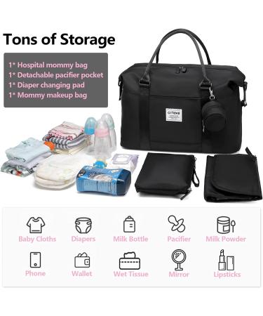 Mommy Hospital Bag Set - Diaper Tote & Maternity Gift for Newborn, Baby Shower - 4PCS Black - Buy Online on GoSupps.com