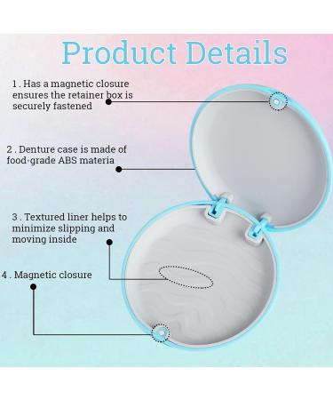 Beejoy Retainer Case Orthodontic Denture Box Round Retainer Box with Magnetic Seal Textured Liner Multifunctional Mouth Guard Denture Case for Retainers Mouthguards Braces (Blue) - Buy Online on GoSupps.com