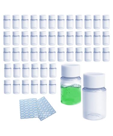 Gzcaiyun 50 pcs plump bottles portable plastic bottle with lid screw cap 20ml for cosmetics camping travel shampoo lotion with 2 stickers