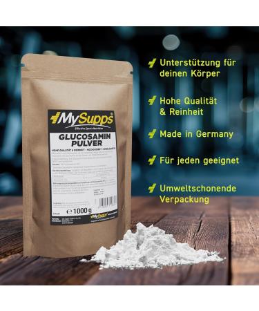 Buy My Supps 1000g Glucosamine Powder - 100% Pure Vegan Glucosamine HCL & Sulfate - High Dose - Made in Germany - Buy Online on GoSupps.com