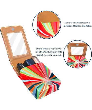 Travel Lipstick Organizer Case | Portable Makeup Bag with Mirror | Colorful Stripes Rainbow Swirls - Buy Online on GoSupps.com
