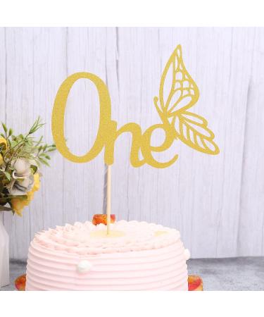 One Butterfly Cake Toppper Set - Gold One Butterfly Cake Topper and 30 Cupcake Topper For 1st Birthday Party Decoration Gold Glitter Baby Shower Party Cake and cupcake Decoration Supplies Gold01 - Buy Online on GoSupps.com