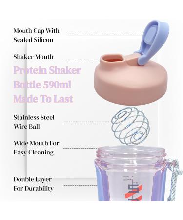 Qavi Protein Shaker Bottle 590ml Purple - Stainless Steel Mixing Ball - BPA Free Tritan Material - Durable, Leakproof, Odourless - Buy Online on GoSupps.com