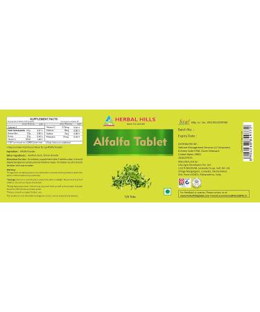 Herbal Hills Alfalfa Tablets - 120 Count | Source of Vitamin A | Natural Green Superfoods - Buy Online on GoSupps.com