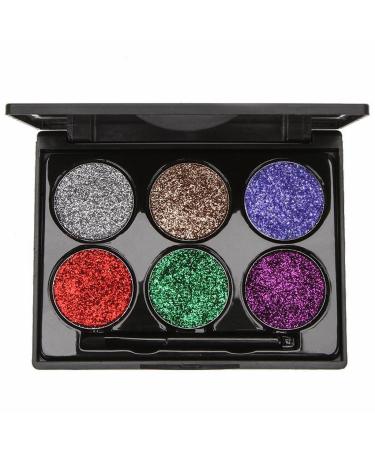 LXGWQF Colorful Scallion Powder Eye Shadow Pearlescent Glitter Powder Sequins Super Flash Flash Stage Eye Makeup with Brush 6 B One Size