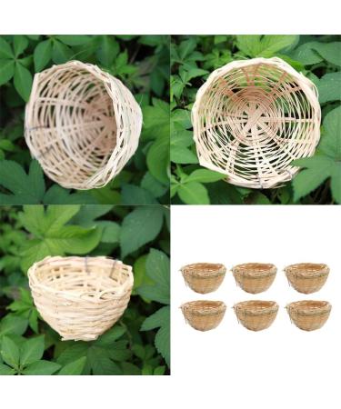 FLAMEER 6pcs Bamboo Wicker Woven Canary Nest Pans Small Bird Nest Boxes Cage Hanging - Buy Online on GoSupps.com