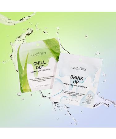 Avatara Chill Out Sheet Masks for Stressed Skin - Hyaluronic Acid & Aloe Infused (5 Sheets) - Facial Skincare Set - Buy Online on GoSupps.com