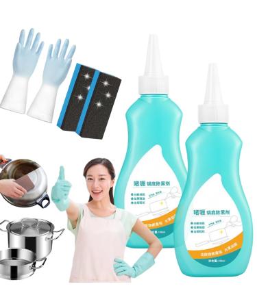 Magic Gel Cleaner for Pots And Pans Magic Gel Cleaner for Pot Bottom Black Pot Bottom Cleaning Gel Cleaner for Bottom of Pots and Pans Gel Cleaner for Cookware Bottom (2Pcs)
