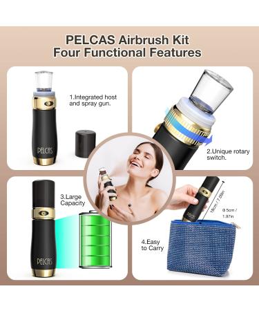 PELCAS Cordless Airbrush Professional Makeup Kit - Rechargeable Mini Airbrush Gun for Face and SPA 35ML - Buy Online on GoSupps.com