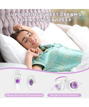 Heartrotek Earplugs for Sleep - 2 Pairs (32DB) Noise Reduction for Side Sleepers Snoring Travel Work Safety & Construction - Purple - Buy Online on GoSupps.com