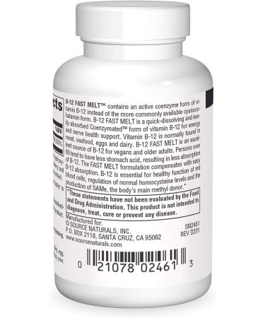 Source Naturals Vitamin B-12 5mg Fast Melt Vegan Formula - Energy Production Support (30 ct) - Buy Online on GoSupps.com