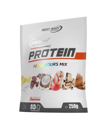 Best Body Nutrition Gourmet Premium Pro protein mix bag 4 components protein shake: caseinate whey concentrate whey isolate egg protein 10 x 25 g portion bag (250 g) Mix bag 250 g (1 Pack)