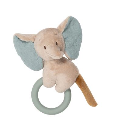 Nattou Teething Ring with Silicone Axel Elephant Teething Ring Green / Beige