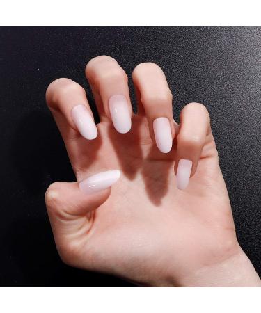 LIARTY 24pcs Milky White Gradient Artificial Nails - 12 Sizes Ellipse Fake Nail Tips for Perfect Manicure - Buy Online on GoSupps.com