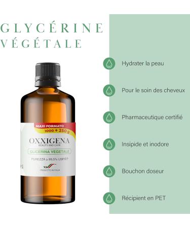 Oxxigena - Pure Liquid Vegetable Glycerine 99.5% (Glycerol) 2 x 1 L Bottle (2.5 L) Full VG Neutral Base Ideal for Moisturizing Skin Hair and Liquids Tasteless and Odourless - Buy Online on GoSupps.com