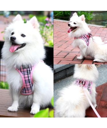 Suredoo Dog Harness for Small Dogs with Leash - Reflective Breathable & Anti-Train Design | XS Pink Checked - Buy Online on GoSupps.com